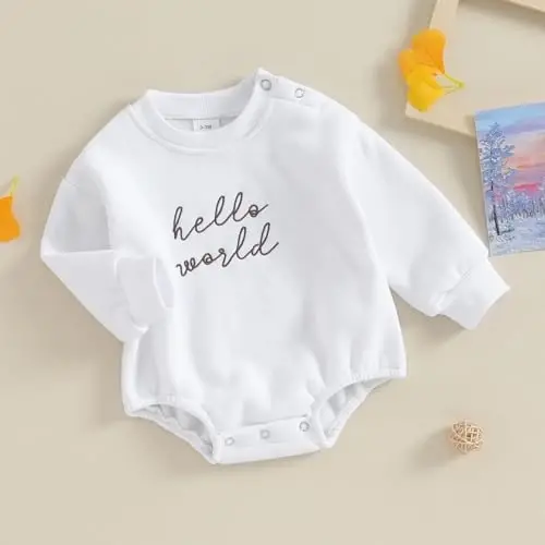 VISGOGO Newborn Infant Baby Boy Girls Oversized Romper Little Dude Sweater Onesie Coming Home Outfit Neutral Clothes - 4