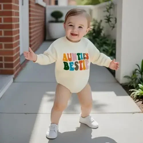 VISGOGO Newborn Infant Baby Boy Girls Oversized Romper Little Dude Sweater Onesie Coming Home Outfit Neutral Clothes - 3