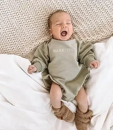 VISGOGO Newborn Infant Baby Boy Girls Oversized Romper Little Dude Sweater Onesie Coming Home Outfit Neutral Clothes - 5