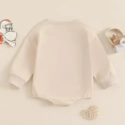 VISGOGO Newborn Infant Baby Boy Girls Oversized Romper Little Dude Sweater Onesie Coming Home Outfit Neutral Clothes - 4