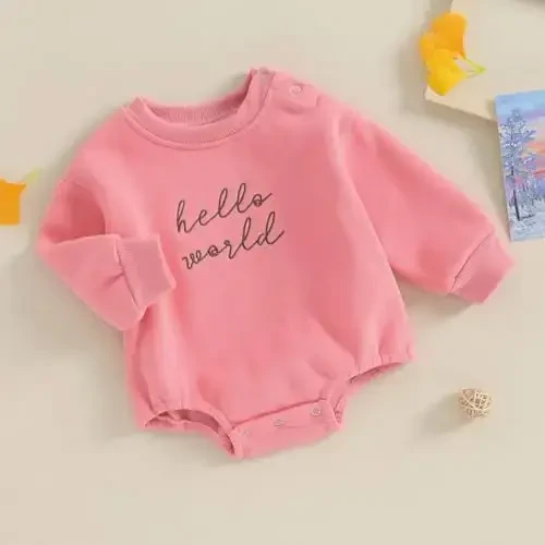 VISGOGO Newborn Infant Baby Boy Girls Oversized Romper Little Dude Sweater Onesie Coming Home Outfit Neutral Clothes - 3
