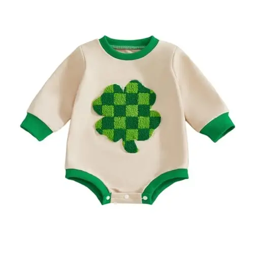 VISGOGO Newborn Infant Baby Boy Oversized Romper Sweater Bodysuits Coming Home Outfit Neutral Clothes - 1