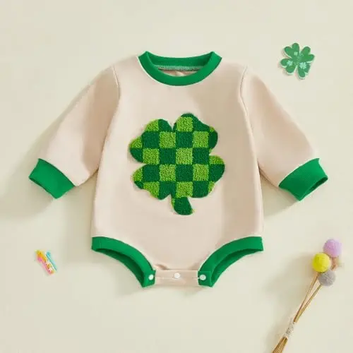 VISGOGO Newborn Infant Baby Boy Oversized Romper Sweater Bodysuits Coming Home Outfit Neutral Clothes - 4