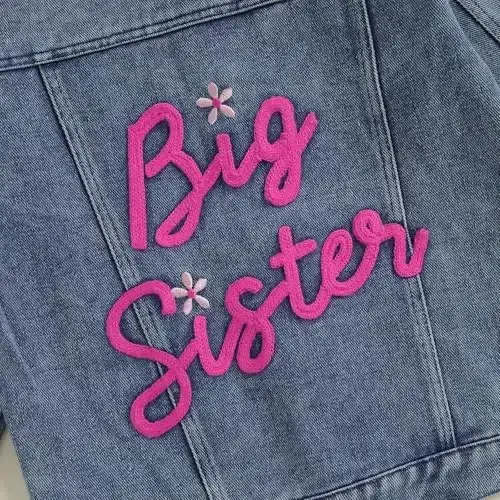 VISGOGO Toddler Baby Girl Jacket Katta Kichkina Opa/Uka Xati Kashtasi Jean Uzun Qisma Kardigan Tugmali Denim Palto - 6