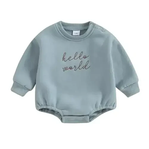 VISGOGO Yangi tug'ilgan chaqaloq o'g'il bolalar qizlar uchun katta hajmli romper Little Dude Sweater Onesie uyga keladigan neytral kiyimlar - 1