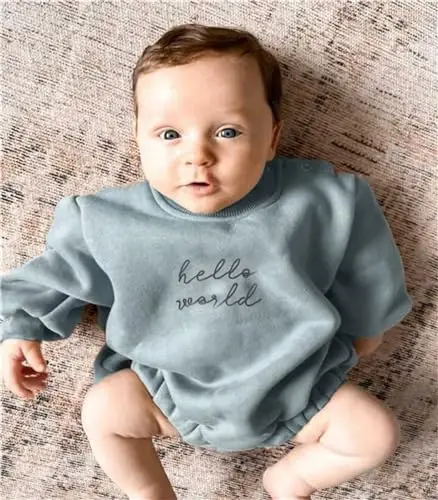 VISGOGO Yangi tug'ilgan chaqaloq o'g'il bolalar qizlar uchun katta hajmli romper Little Dude Sweater Onesie uyga keladigan neytral kiyimlar - VISGOGO (1)