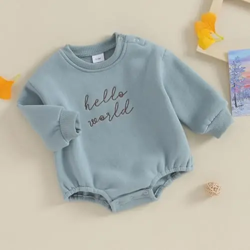 VISGOGO Yangi tug'ilgan chaqaloq o'g'il bolalar qizlar uchun katta hajmli romper Little Dude Sweater Onesie uyga keladigan neytral kiyimlar - 3