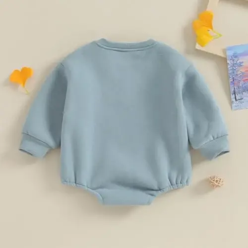 VISGOGO Yangi tug'ilgan chaqaloq o'g'il bolalar qizlar uchun katta hajmli romper Little Dude Sweater Onesie uyga keladigan neytral kiyimlar - 6