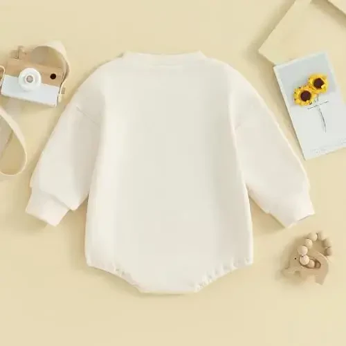 VISGOGO Yangi tug'ilgan chaqaloq o'g'il qizlar uchun katta hajmli romper Kichkina Dude sviter Onesie Uyga qaytish uchun neytral kiyimlar - 4