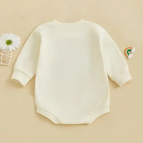 VISGOGO Newborn Infant Baby Boy Girls Oversized Romper Little Dude Sweater Onesie Coming Home Outfit Neutral Clothes - 7