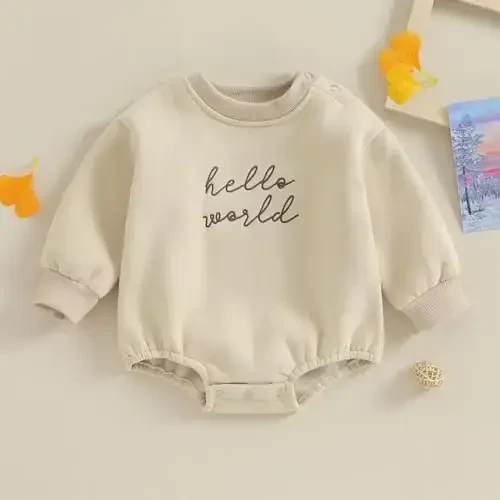 VISGOGO Newborn Infant Baby Boy Girls Oversized Romper Little Dude Sweater Onesie Coming Home Outfit Neutral Clothes - VISGOGO (1)