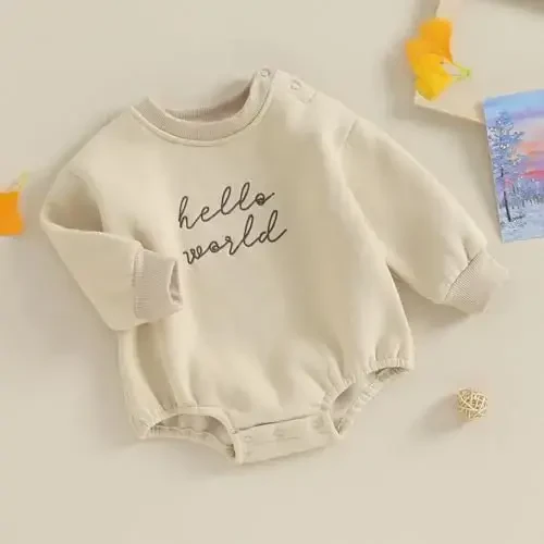 VISGOGO Newborn Infant Baby Boy Girls Oversized Romper Little Dude Sweater Onesie Coming Home Outfit Neutral Clothes - 3