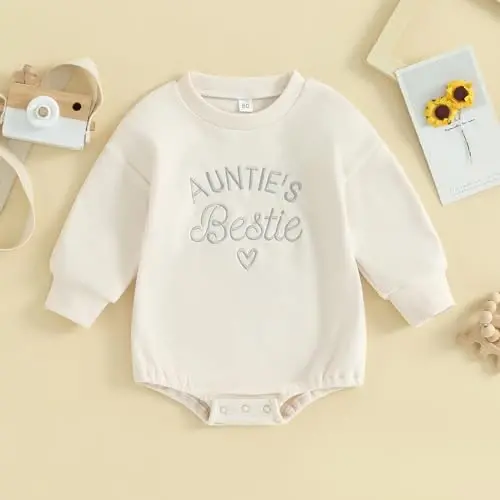 VISGOGO Newborn Infant Baby Boy Girls Oversized Romper Little Dude Sweater Onesie Coming Home Outfit Neutral Clothes - 2