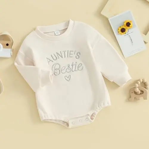VISGOGO Newborn Infant Baby Boy Girls Oversized Romper Little Dude Sweater Onesie Coming Home Outfit Neutral Clothes - 3