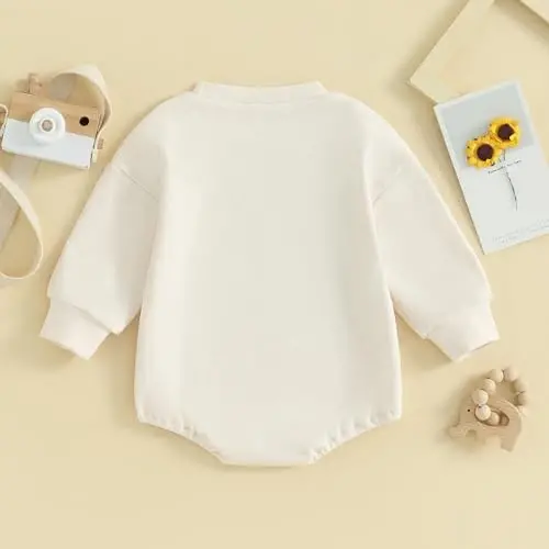 VISGOGO Newborn Infant Baby Boy Girls Oversized Romper Little Dude Sweater Onesie Coming Home Outfit Neutral Clothes - 4