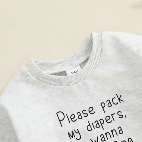 VISGOGO Newborn Infant Baby Boy Girls Oversized Romper Little Dude Sweater Onesie Coming Home Outfit Neutral Clothes - 6