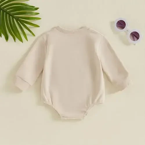 VISGOGO Newborn Infant Baby Boy Girls Oversized Romper Little Dude Sweater Onesie Coming Home Outfit Neutral Clothes - 4