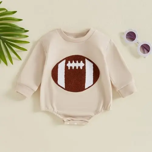 VISGOGO Newborn Infant Baby Boy Girls Oversized Romper Little Dude Sweater Onesie Coming Home Outfit Neutral Clothes - 2