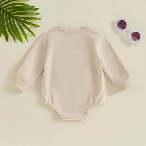 VISGOGO Newborn Infant Baby Boy Girls Oversized Romper Little Dude Sweater Onesie Coming Home Outfit Neutral Clothes - 4