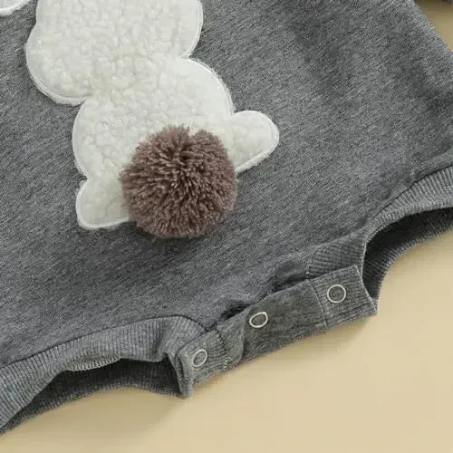 VISGOGO Newborn Infant Baby Boy Girls Oversized Romper Little Dude Sweater Onesie Coming Home Outfit Neutral Clothes - 7