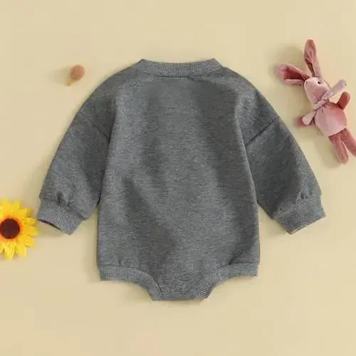 VISGOGO Newborn Infant Baby Boy Girls Oversized Romper Little Dude Sweater Onesie Coming Home Outfit Neutral Clothes - 4