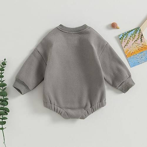 VISGOGO Newborn Infant Baby Boy Oversized Romper Sweater Bodysuits Coming Home Outfit Neutral Clothes - 4