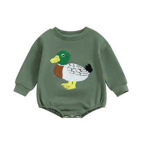 VISGOGO Newborn Infant Baby Boy Girls Oversized Romper Little Dude Sweater Onesie Coming Home Outfit Neutral Clothes - 1