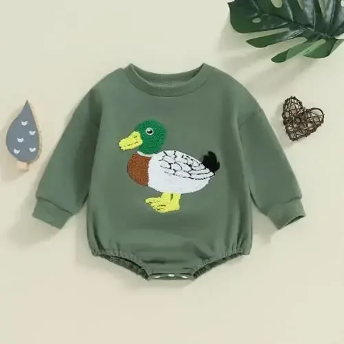 VISGOGO Newborn Infant Baby Boy Girls Oversized Romper Little Dude Sweater Onesie Coming Home Outfit Neutral Clothes - 2