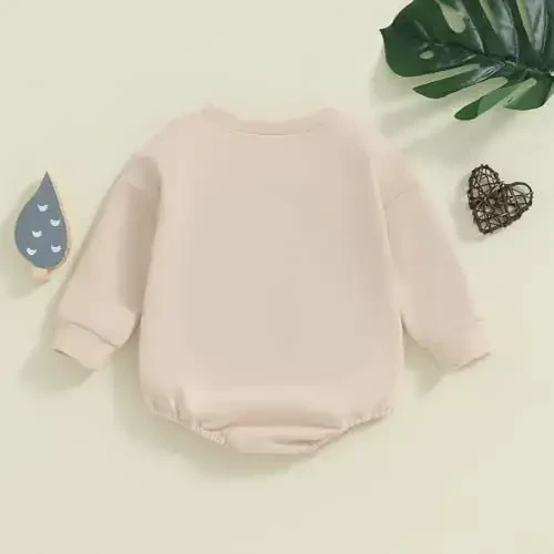 VISGOGO Newborn Infant Baby Boy Girls Oversized Romper Little Dude Sweater Onesie Coming Home Outfit Neutral Clothes - 4