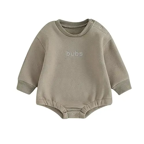VISGOGO Newborn Infant Baby Boy Girls Oversized Romper Little Dude Sweater Onesie Coming Home Outfit Neutral Clothes - 1