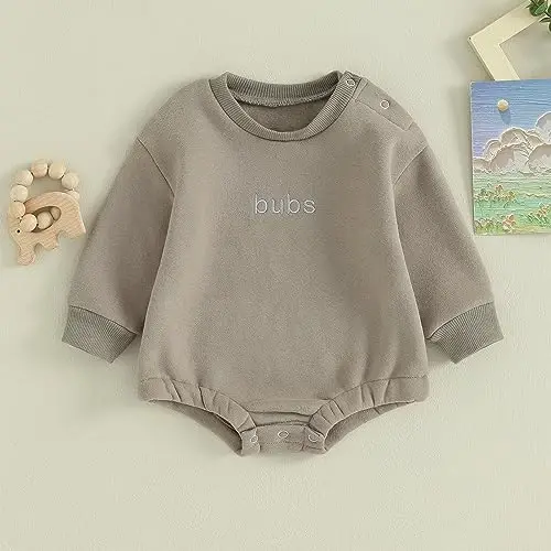 VISGOGO Newborn Infant Baby Boy Girls Oversized Romper Little Dude Sweater Onesie Coming Home Outfit Neutral Clothes - 2