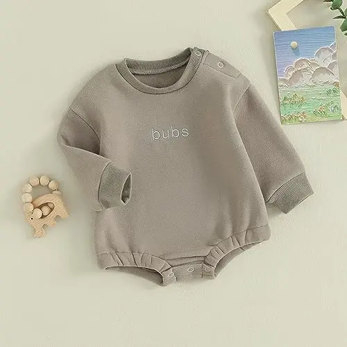 VISGOGO Newborn Infant Baby Boy Girls Oversized Romper Little Dude Sweater Onesie Coming Home Outfit Neutral Clothes - 3