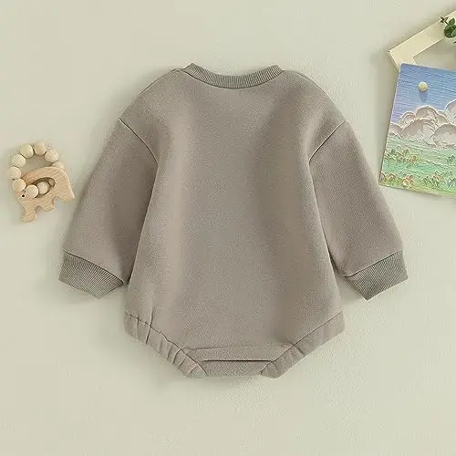VISGOGO Newborn Infant Baby Boy Girls Oversized Romper Little Dude Sweater Onesie Coming Home Outfit Neutral Clothes - 4