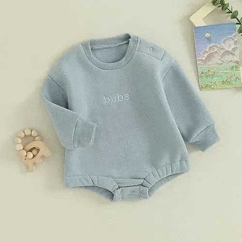VISGOGO Newborn Infant Baby Boy Girls Oversized Romper Little Dude Sweater Onesie Coming Home Outfit Neutral Clothes - 3