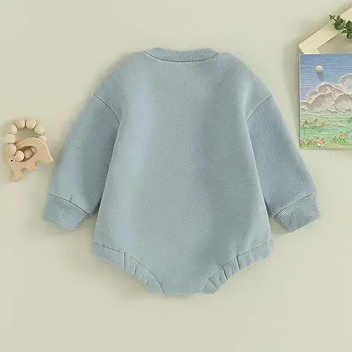 VISGOGO Newborn Infant Baby Boy Girls Oversized Romper Little Dude Sweater Onesie Coming Home Outfit Neutral Clothes - 4