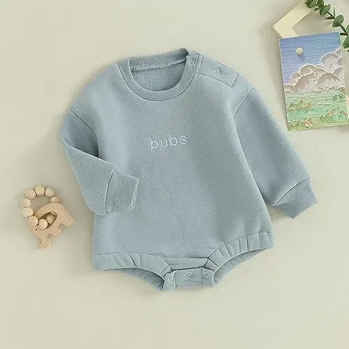 VISGOGO Newborn Infant Baby Boy Girls Oversized Romper Little Dude Sweater Onesie Coming Home Outfit Neutral Clothes - 3