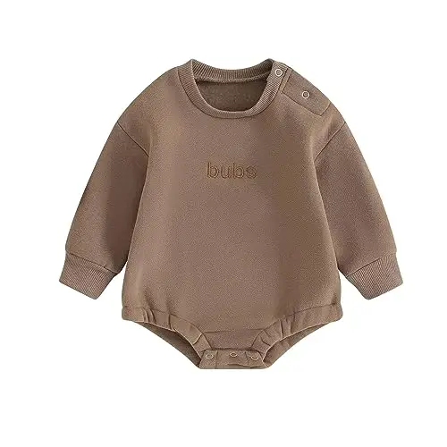 VISGOGO Newborn Infant Baby Boy Girls Oversized Romper Little Dude Sweater Onesie Coming Home Outfit Neutral Clothes - 1