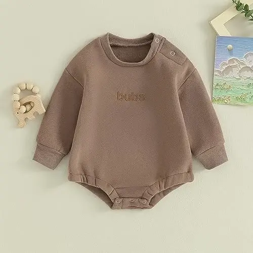 VISGOGO Newborn Infant Baby Boy Girls Oversized Romper Little Dude Sweater Onesie Coming Home Outfit Neutral Clothes - 2
