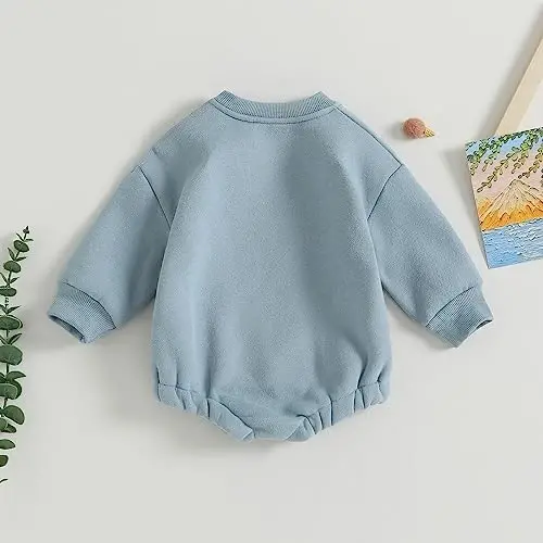 VISGOGO Newborn Infant Baby Boy Oversized Romper Sweater Bodysuits Coming Home Outfit Neutral Clothes - 4