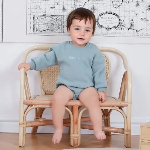 VISGOGO Newborn Infant Baby Boy Girls Oversized Romper Little Dude Sweater Onesie Coming Home Outfit Neutral Clothes - VISGOGO (1)
