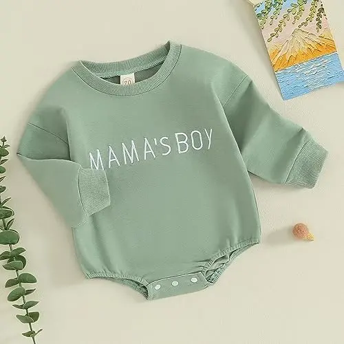 VISGOGO Newborn Infant Baby Boy Girls Oversized Romper Little Dude Sweater Onesie Coming Home Outfit Neutral Clothes - 3