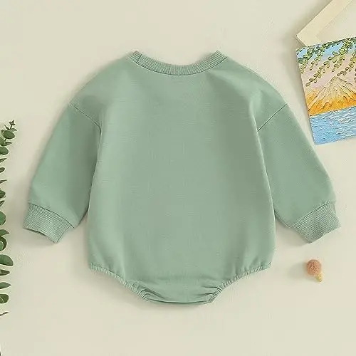 VISGOGO Newborn Infant Baby Boy Girls Oversized Romper Little Dude Sweater Onesie Coming Home Outfit Neutral Clothes - 4