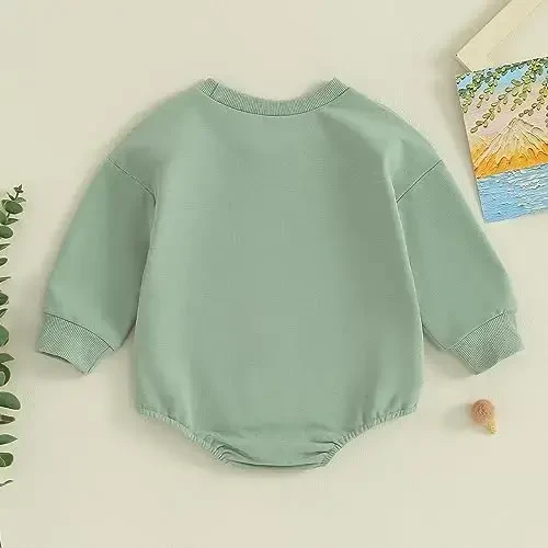 VISGOGO Newborn Infant Baby Boy Girls Oversized Romper Little Dude Sweater Onesie Coming Home Outfit Neutral Clothes - 4