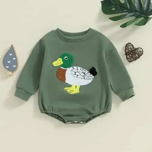 VISGOGO Newborn Infant Baby Boy Oversized Romper Sweater Bodysuits Coming Home Outfit Neutral Clothes - VISGOGO (1)