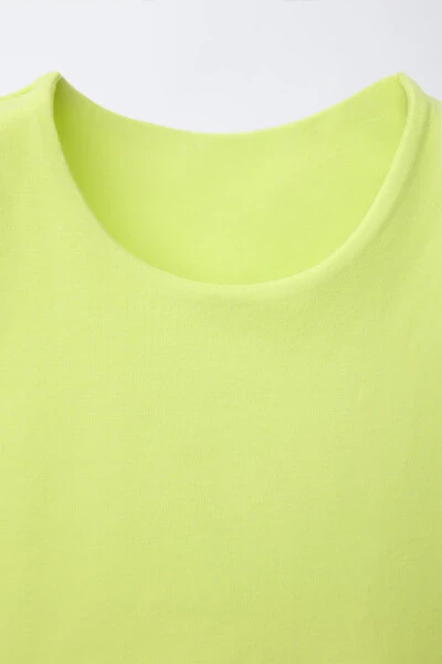 Висячая короткая толстовка — лаймово-зелёный - 3