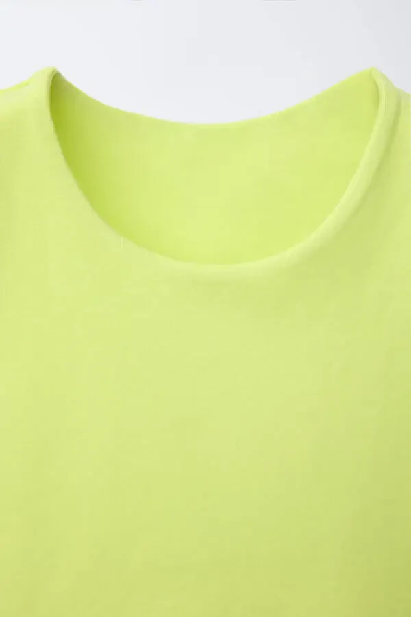 Висячая короткая толстовка — лаймово-зелёный - 3