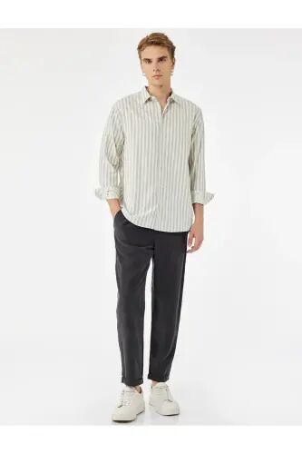 Viskon Cep Detaylı Rayon Tapered Beli Bağcıklı Pantolon - Lacivert - Koton (1)