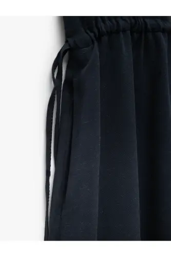 V Yaka Lacivert Midi Kadın Elbise 5SAK80014PW - Lacivert - 5