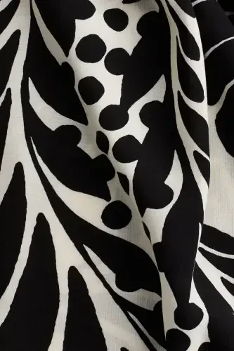 Viskoz Tunik Elbise-Beyaz/Siyah desenli - 5