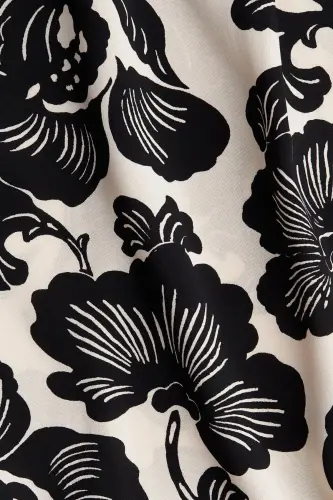Viskoz Tunik Elbise - Krem/Siyah çiçekli - H&M (1)